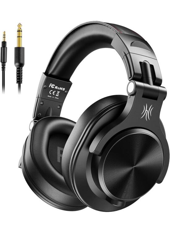 OneOdio Auriculares DJ Con Micrófono y Cancelación de Ruido, Cable Para PC, HiFi de Estudio Para Monitor de Grabación AMP, Guitarra, Piano, E-Drum, Negro