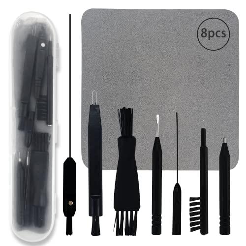 Kit de limpieza de audífonos de 8 piezas, amplificador de audición profesional, tela de limpieza, cepillos multifuncionales con caja de plástico