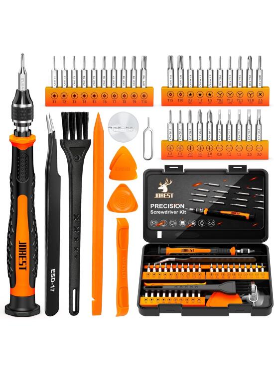 JOREST 40Pcs Destornilladores Precision Kit, Set Herramientas con Torx T1 T2 T3 T4 T5, TR6 T7 T8 T9 T10 T15, Triwing Y00, P2/P5, -1.0/2.0, etc, per Switch, PS4, Joycon, Xbox, PC, Mac, Laptop, Gafas