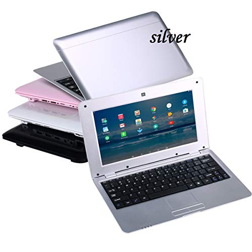 Bigmachine Portátil de 10 Pulgadas Android 6.0 Quad Core portátil Mini Netbook 8 GB WiFi Webcam Youtube Flash Ultra Delgado(Plata)