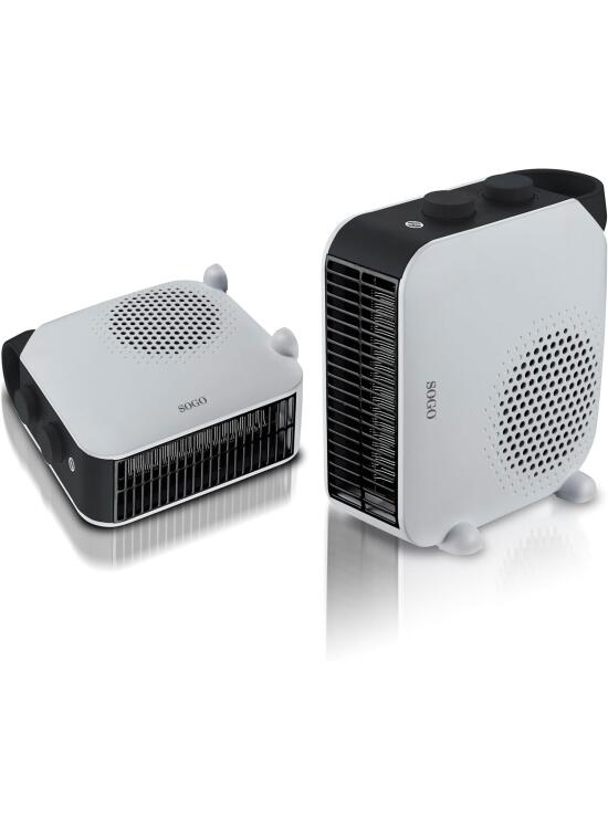 SOGO Calefactor Bajo Consumo - Calefactor Baño Compacto con 2 Niveles de Calor 1000W/2000W - Calefactor Eléctrico Portátil con Protección Sobrecarga y Asa - Ideal para Hogar Cocina y Comedor