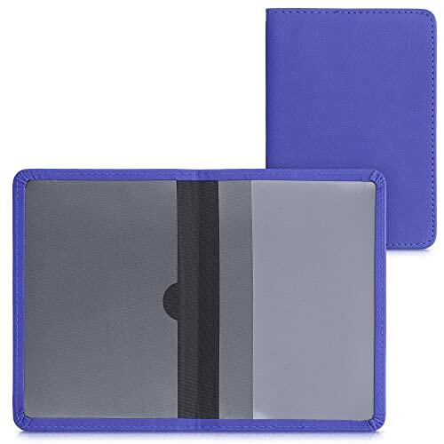 kwmobile Funda para permiso de circulación coche de cuero sintético - Con espacio para tarjetas 9.2 x 13 CM doblado - azul báltico