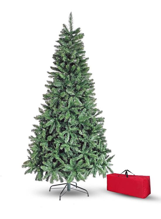 Brigros - Árbol de Navidad artificial con aguja de pino espeso, + bolsa, efecto realista, ramas de gancho, fácil montaje, PVC, base metálica, ignífugo (150 cm, verde)