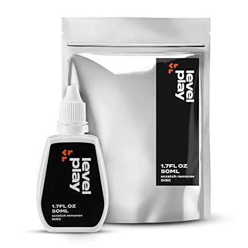 Levelplay Kit Removedor de Rayones para Discos - Repara y Pule Daños en CD, DVD y Blu-Ray, Ayuda a Solucionar Saltos de Audio/Video y Congelamiento en Juegos, Incluye Paño de Microfibra - Botella 50ml