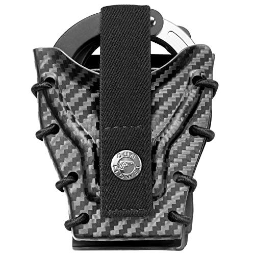 Kydex - Funda para esposas ASP y con bisagras y cadena, clip Molle/cinturón disponible, soporte para puños, correa extraíble y retención ajustable, para cinturón de trabajo de 1.5 a 2.25 pulgadas