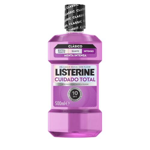 Listerine Cuidado Total Enjuage Bucal con Flúor 500ml | 10 Beneficios en 1, 12 h de Protección, Fortalece el Esmalte, Protege las Encías, Reduce Placa y Sarro, Aliento Fresco