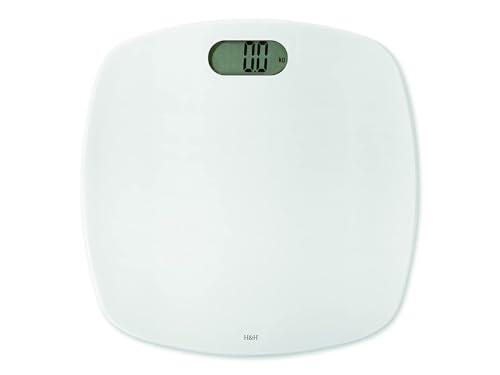 Pesas digitales color blanco. Carga máxima: 180 kg. Sensor de