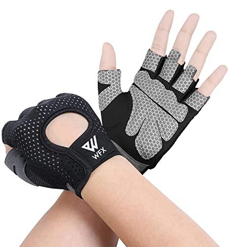 WESTWOOD FOX Guantes de Fitness, Guantes de Entrenamiento Transpirables para Hombre y Mujer, Guantes de Levantamiento de Pesas, Culturismo, Gimnasio, Ejercicio (Negro, M)