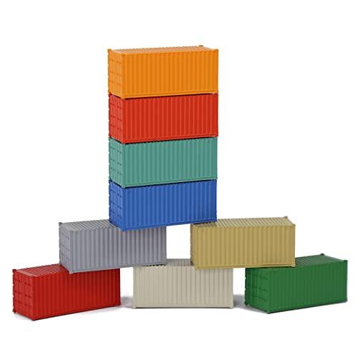 Evemodel 9 Unidades Colores Mezclados Escala N 1: 160 sin compañia Contenedor de Carga Modelo Caja Módulo (20ft)