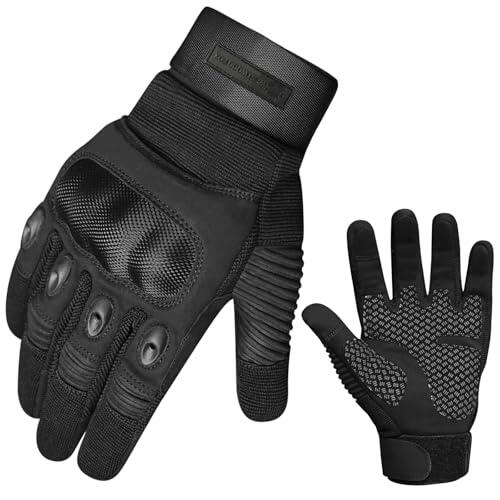 WESTWOOD FOX WFX - Guantes de moto de pantalla táctil para hombre y mujer, para motocicleta, senderismo, camping (negro, 2XL)