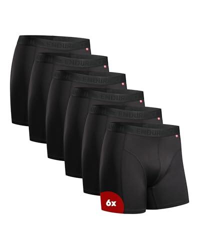 DANISH ENDURANCE Calzoncillos Hombre Boxer Deportivos, Ajustados y Transpirables, Pack de 6, Negro, L