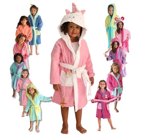 LEBENGOOD - Albornoz Niñas Algodón: Niña, 100% Algodón OEKO-TEX® - 2 Bolsillos, Cinturón, Capucha, Albornoces Felpa muy suave con bordados para niñas (6-8, Sleeppy)