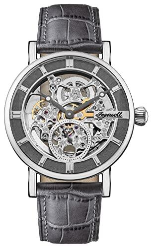 Ingersoll Men's The Herald Automatic Watch with Skeleton Dial and Grey Leather Strap I00402B