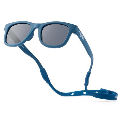 Gafas de sol polarizadas para bebé con correa, irrompibles, flexibles, para niños pequeños recién nacidos de 0 a 24 meses, Azul marino, Baby