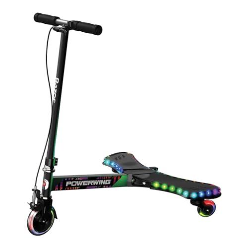 Razor PowerWing Scooter - Luces LED multicolor con 5 modos animados, ruedas inclinadas para deriva y giro