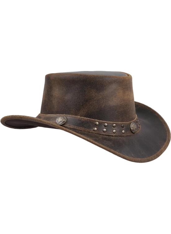 Leatherick Sombrero de Vaquero Sombrero de Piel de Vaca de Estilo Australiano de Ante Genuino