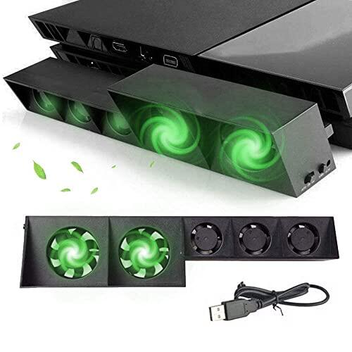 PS4 Ventilador de refrigeración con 5 ventiladores, estación PS4, turbo, USB, externo, PS4, control de temperatura, ventiladores de refrigeración axGear