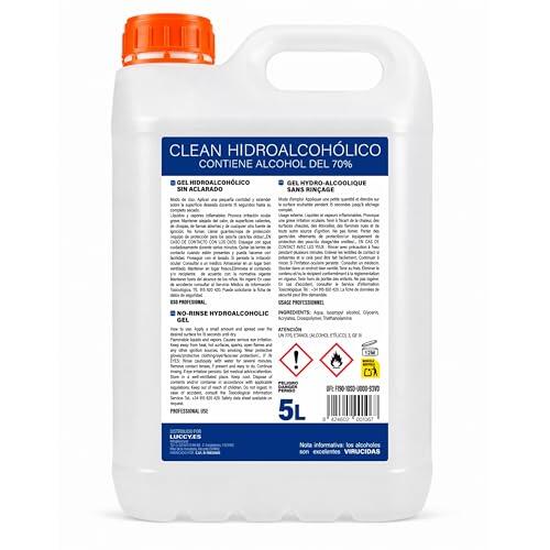 GEL HIDROALCOHÓLICO HIGIENIZANTE DE MANOS SIN ACLARADO Garrafa 5 Litros