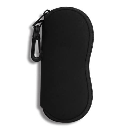 Hion Estuche para anteojos Estuche suave para gafas de sol con clip para cinturón Estuche para anteojos con cremallera de neopreno Para Mujer y Hombre (Negro)