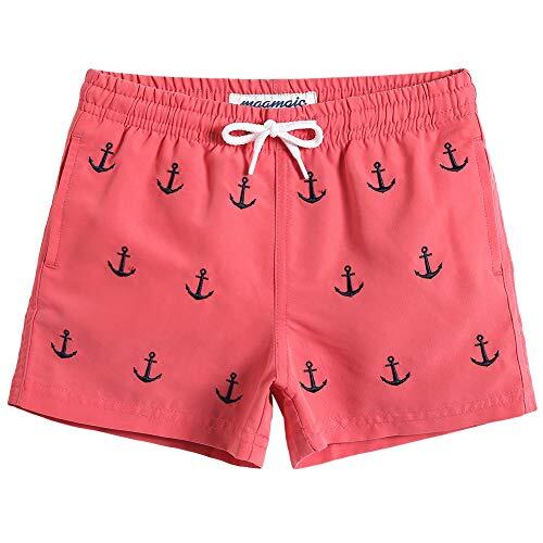 maamgic Bañador Niño Troncos de Natación Secado rápido Interior de Malla Pantalones Cortos Impresos (Ancla Rosa, 10-12 años)