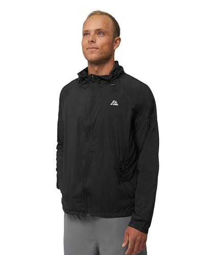 DANISH ENDURANCE Cortavientos Para Hombre, Chaqueta Deportiva con Capucha Ajustable, Puños Elásticos, Negro, M