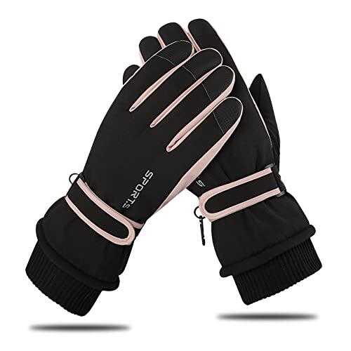 Andiker Guantes Impermeables del esquí de Las Mujeres, Guantes Termales de la Pantalla táctil del Invierno con vellón, Guante de Snowboard a Prueba de Viento para Esquiar, y Bicicleta (a)