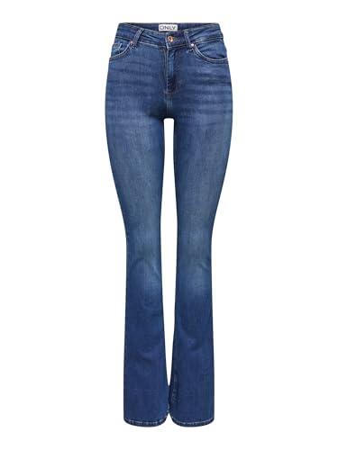 Only ONLBLUSH Mid Flared DNM TAI021 Noos, Jeans De Las Mujeres, Dark Blue Denim, XL/32