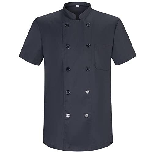 MISEMIYA - Chaqueta Cocinero Hombre - Chaqueta de Chef Hombre - Uniforme Hosteleria - Ref.8421 - M, Negro 21