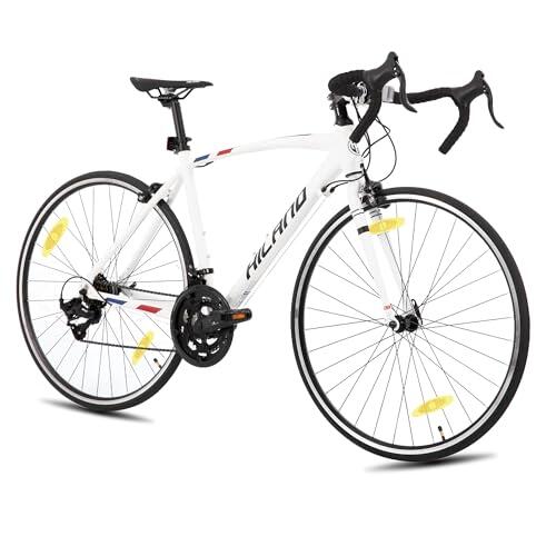 HILAND Alliance Bicicleta de Carretera 28 Pulgadas, 14 Velocidades, Cuadro de Aluminio de 49 cm para Hombre y Mujer, 700C Bicicleta para Uso Diario para Adultos, Blanca