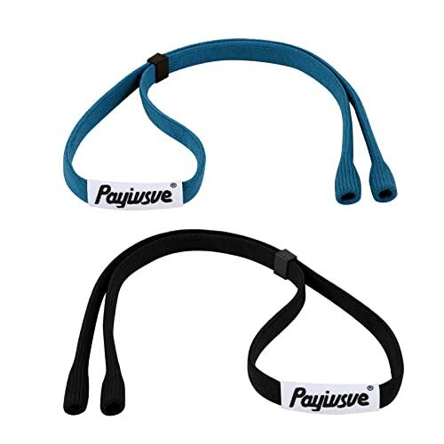 Payivsve Correa para gafas deportivas con tapón ajustable, 2 piezas cordón antideslizante para gafas para correr, acampar, ir de excursión（Azul + negro）