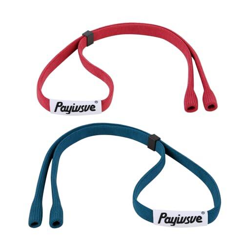 Payivsve Correa para gafas deportivas con tapón ajustable, 2 piezas cordón antideslizante para gafas para correr, acampar, ir de excursión（Rojo + azul）