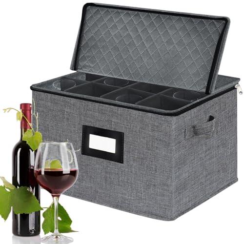 VERONLY Soportes Para Copas de Vino,Caja de Almacenamiento Para Copas de Vino Recipiente de Almacenamiento Caja Plegable Para 12 Productos de Cristal Cocina,Bar,Restaurante,Gabinete,Vidrio