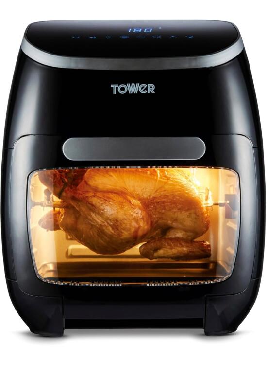 Tower T17039 Freidora de Aire Xpress 5 en 1: Air Fryer Digital con Rápida Circulación de Aire y Temporizador de 60 Minutos: Freidora Sin Aceite de 11 L, 2000 W, Negro
