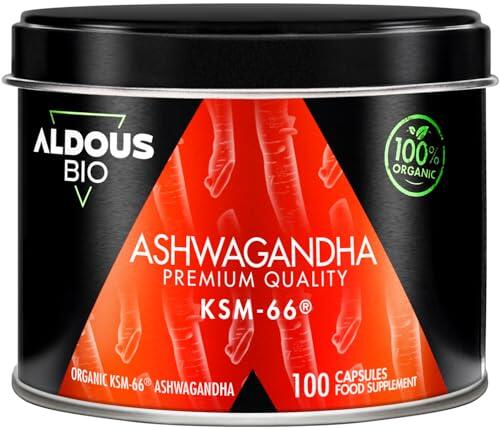 Ashwagandha KSM-66 ® Ecológica - Máxima dosis 600 mg en 1 Cápsula - 100 Días - Sin Aditivos - 100% Pura - Mejora el Estado de Ánimo - Vegano - Sin Plástico - Certificación Ecológica - ALDOUS