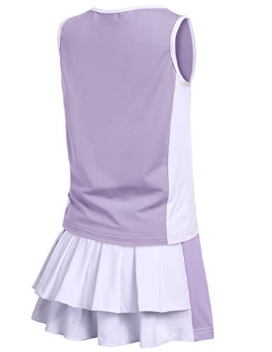 Zaclotre Conjunto de vestido de tenis y golf para niñas, sin mangas, falda deportiva con pantalones cortos, Púrpura claro, 5-6 años