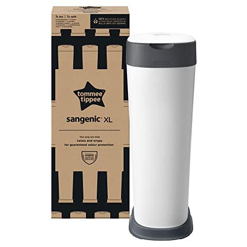 Tommee Tippee Contenedor para Pañales Twist and Click XL | Incluye 1 Recambios con Lámina Antibacteriana Multicapa, Blanco