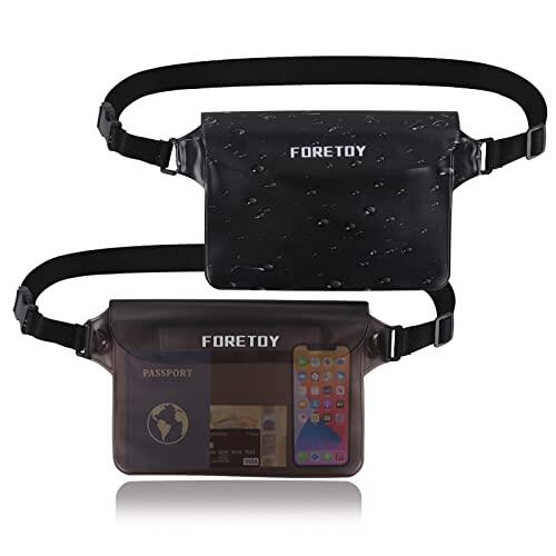 FORETOY Bolsa Impermeable 2 Pack, Riñonera Impermeable al Agua con cinturón Ajustable, Bolsa estanca Impermeable IP68 para Deportes Acuatica, Playa, Natación, Conducción, Kayak, Mar etc