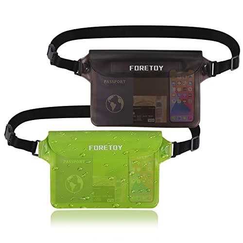 FORETOY Bolsa Impermeable 2 Pack, Riñonera Impermeable al Agua con cinturón Ajustable, Bolsa estanca Impermeable IP68 para Deportes Acuatica, Playa, Natación, Conducción, Kayak, Mar etc
