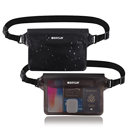 WONSAR 2 PCS Bolsa Impermeable, Riñonera Impermeable, Bolsa estanca Impermeable con Correa Ajustable para Deportes acuáticos, Playa, natación, Surf, etc.