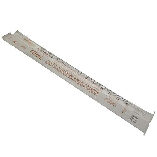 MEETOOT 10 pipetas desechables de plástico graduadas de 10 ml, pipetas de escala de plástico, esterilizadoras independientes, pipetas serológicas estériles