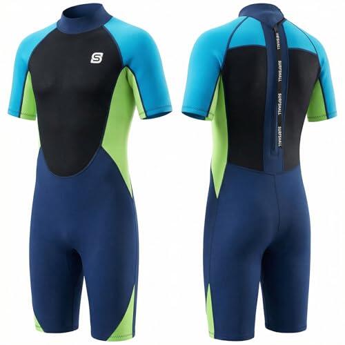 Traje de Buceo de para Niños, Ultra elástico 2.5 mm con Cremallera Trasera, Traje de Buceo Completo, una Pieza para esnórquel, Buceo, natación, Surf Traje de Neopreno