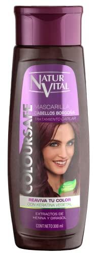 NaturVital Mascarilla ColourSafe Pelo Borgoña | Repara, Protege e Hidrata | Prolonga el Tinte - 300 ml