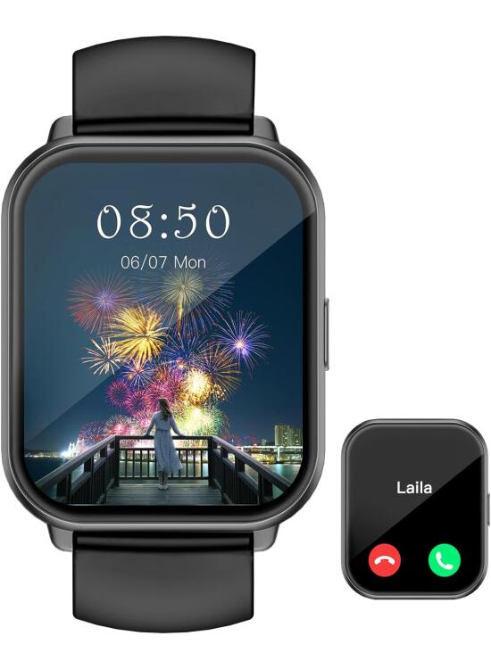 Reloj Inteligente para Mujer, Hombre, Bluetooth, para Android, iOS, podómetro, Reloj Deportivo y Seguimiento de Actividad, Reloj Inteligente, Impermeable, IP68 Menstrual, Control de música