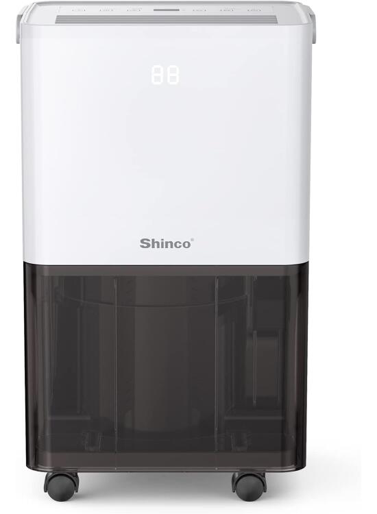 SHINCO Deshumidificador de aire silencioso 10L/día, para Max 15㎡, función de deshumidificación, purificación, secadora, temporizador 24h, depósito de agua transparente, fácil de controlar