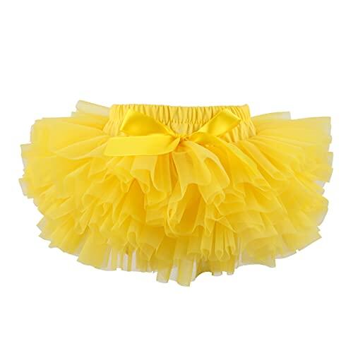 HOOLCHEAN Falda tutú súper suave y esponjosa con cubierta de pañal, para bebés y niñas pequeñas, amarillo, 1-2 Años (510090303UK)
