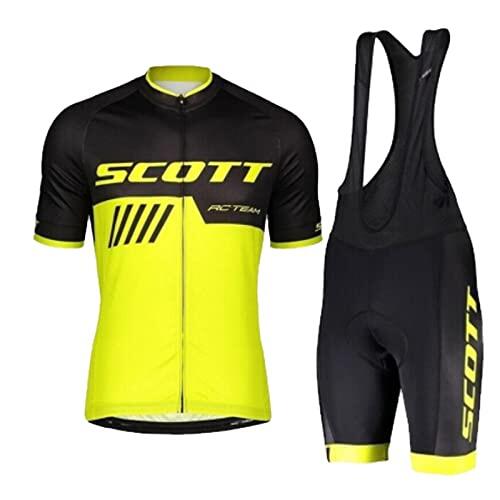 HOMTOL Conjunto de ropa de ciclismo para hombre maillot de manga corta culotte de ciclismo maillot de ciclismo para hombre transpirable (amarillo-corto, XL)