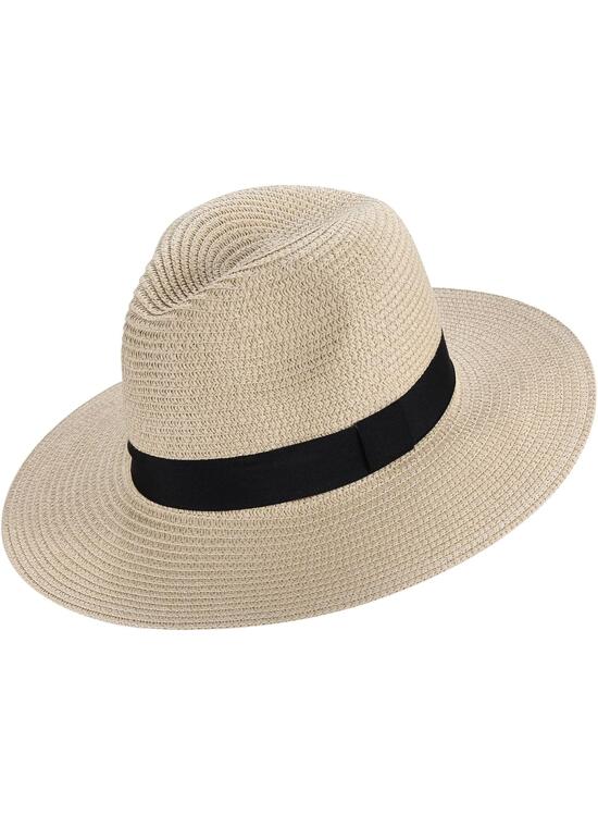 Sombrero Panamá Hombre de Paja, con Banda Grosgrain Transpirable Verano Paja Sol Sombrero de Paja Verano Sombrero de ala Ancha para Traveller Ocio al Deporte Primavera Verano