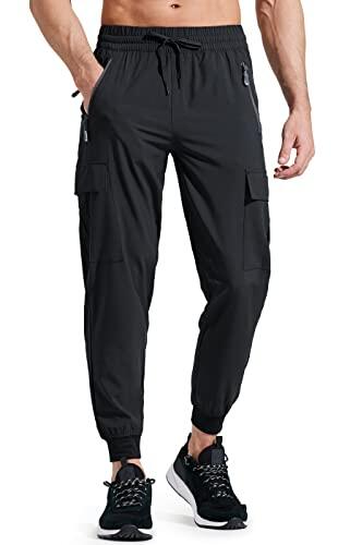 Libin Pantalones de Trekking Hombre Ligero Secado Rápido Senderismo Jogging Pantalones para Entrenamiento Atléticos Viajes Golf Casual Aire Libre, Negro L