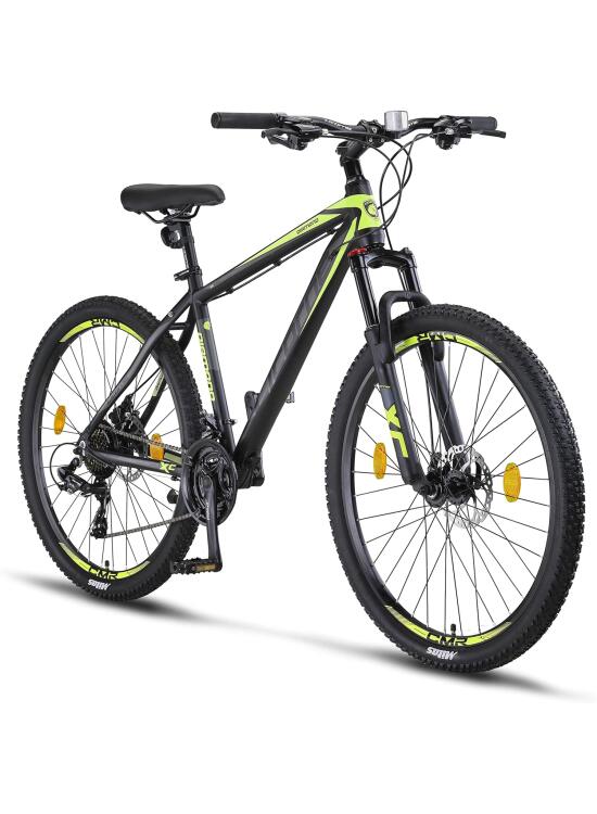 Licorne Bike Diamond Premium - Bicicleta de montaña de aluminio para niños, niñas, hombres y mujeres, cambio de 21 velocidades, freno de disco, horquilla delantera ajustable de 26, 27,5 y 29 pulgadas