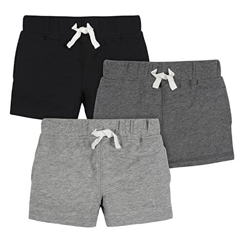 Gerber - Pantalones cortos de punto, 3 unidades, gris/negro/jaspeado oscuro, de 3 años